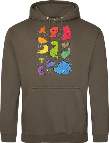 Tiny Rainbow Dinosaurs - dino, regenbogen, space, rainbow - Standard Hoodie