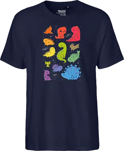 Tiny Rainbow Dinosaurs - dino, regenbogen, space, rainbow - Fairtrade T-Shirt