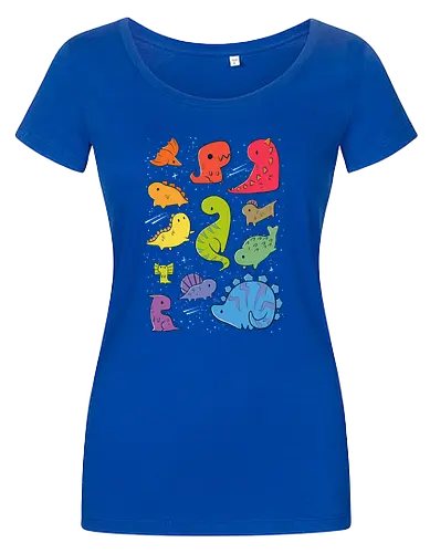 Tiny Rainbow Dinosaurs - dino, regenbogen, space, rainbow - Damen T-Shirt