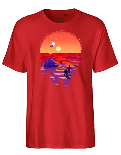 A Planet Far Far Away - space opera, space, silhouette - Fairtrade T-Shirt