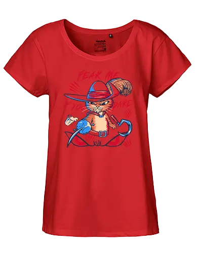 Fear Me - cat, puss in boots, fairy tale - Fairtrade Girl Shirt