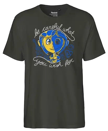 Careful Wish - Coraline, knopf, button - Fairtrade T-Shirt