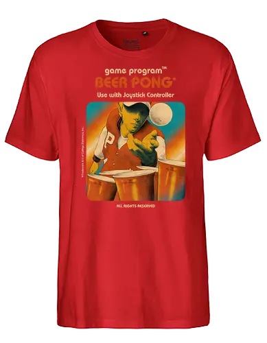 Beer Pong Simulator - gaming, Beer Pong, retro, fun, 80s, 70s, catridge, amiga - Fairtrade T-Shirt