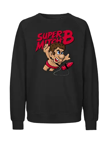 Super Mitch! - baywatch, hasselhoff, 80s, 90s, mario, mashup - Fairtrade Sweatshirt