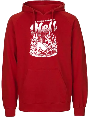 Summer Pinup Devil (White Version) - summer, sommer, devil, hölle, hell, holidays - Fairtrade Hoodie