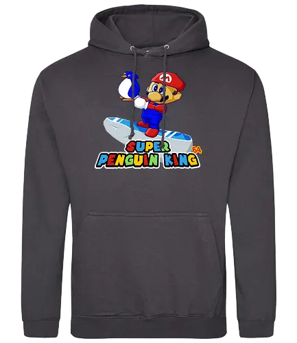 Super Penguin King - mario, penguin, 64, retro, gaming - Standard Hoodie