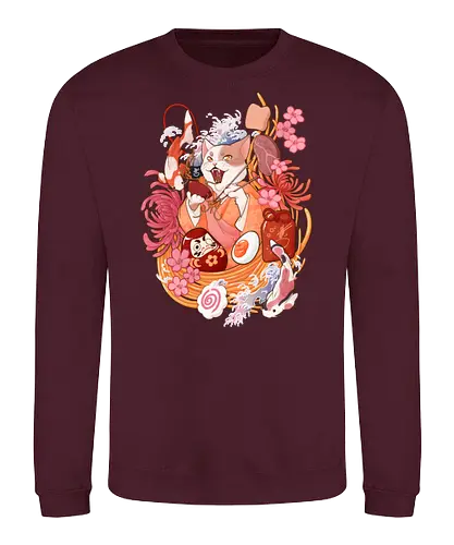 Fortune Ramen - fortune, luck, ramen, yokai, cat, katze - Sweatshirt