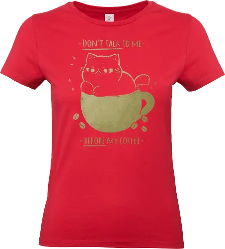 Angry cat before drinking coffee