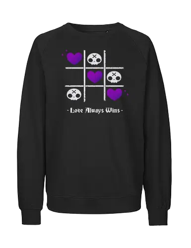 Love Always Wins Creepy Cute Skull - Tic-Tac-Toe - Fairtrade Sweatshirt