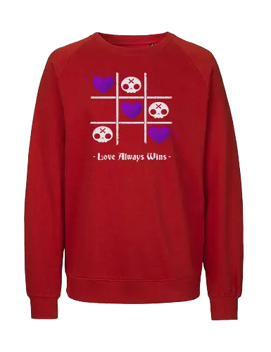 Love Always Wins Creepy Cute Skull - Tic-Tac-Toe - Fairtrade Sweatshirt