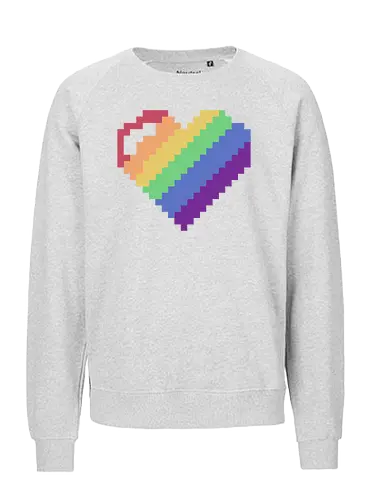 Rainbow Pixel Heart Game - Love, Colorful, Hrt - Fairtrade Sweatshirt