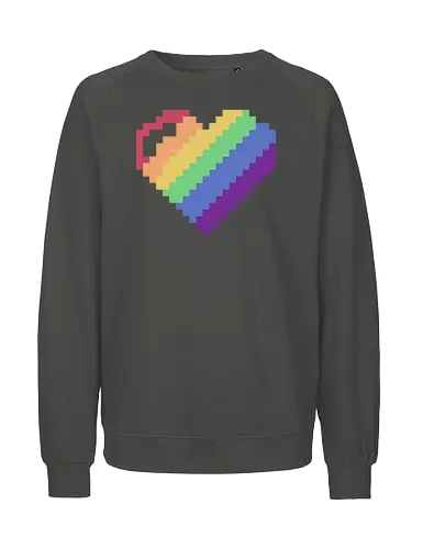 Rainbow Pixel Heart Game - Love, Colorful, Hrt - Fairtrade Sweatshirt