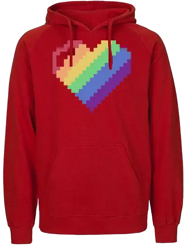 Rainbow Pixel Heart Game - Love, Colorful, Hrt - Fairtrade Hoodie