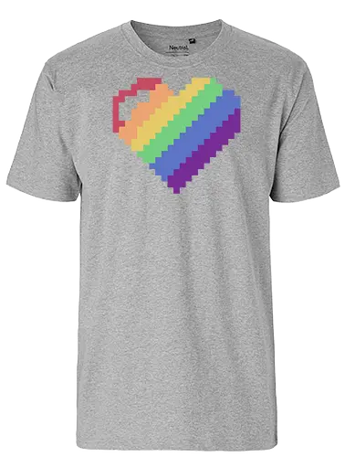 Rainbow Pixel Heart Game - Love, Colorful, Hrt - Fairtrade T-Shirt