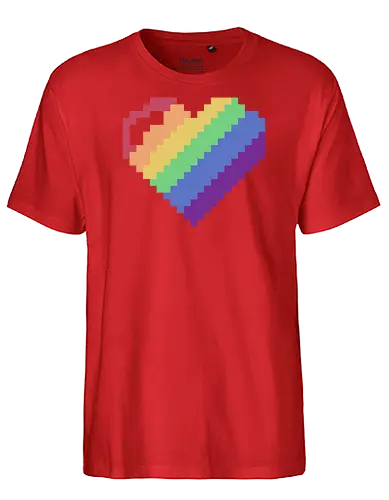 Rainbow Pixel Heart Game - Love, Colorful, Hrt - Fairtrade T-Shirt