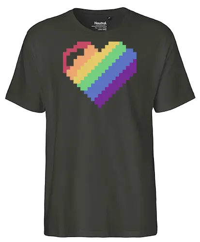 Rainbow Pixel Heart Game - Love, Colorful, Hrt - Fairtrade T-Shirt