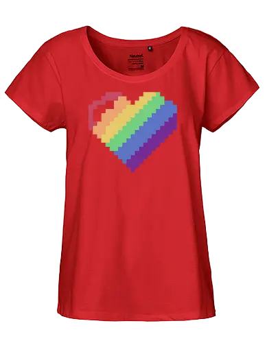 Rainbow Pixel Heart Game - Love, Colorful, Hrt - Fairtrade Girl Shirt