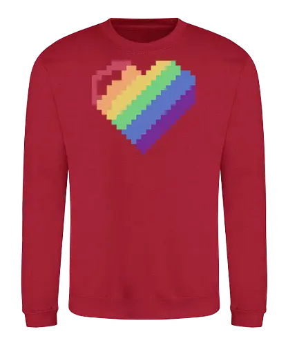 Rainbow Pixel Heart Game - Love, Colorful, Hrt - Sweatshirt