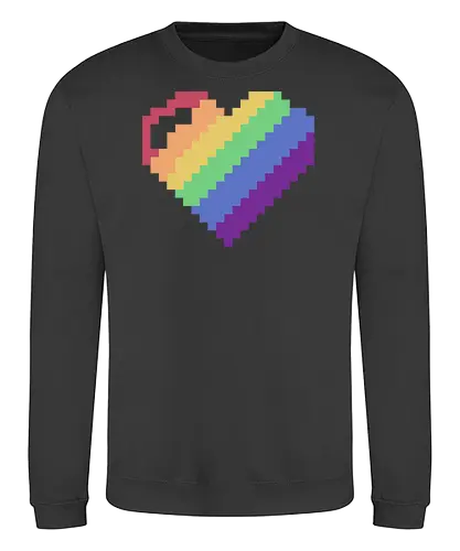 Rainbow Pixel Heart Game - Love, Colorful, Hrt - Sweatshirt