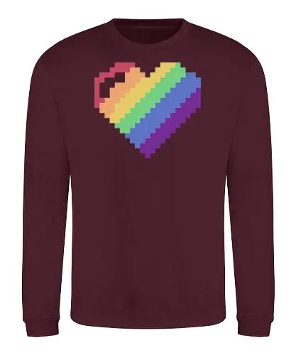 Rainbow Pixel Heart Game - Love, Colorful, Hrt - Sweatshirt