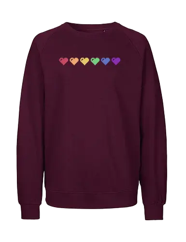 Rainbow Pixel Hearts - Love, Pride - Fairtrade Sweatshirt