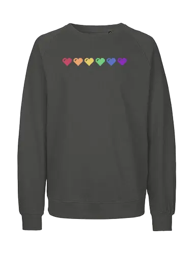 Rainbow Pixel Hearts - Love, Pride - Fairtrade Sweatshirt