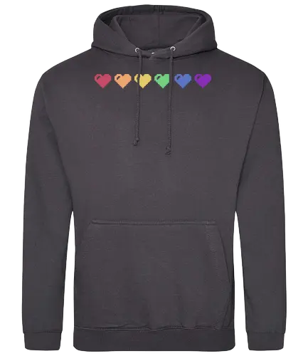 Rainbow Pixel Hearts - Love, Pride - Standard Hoodie
