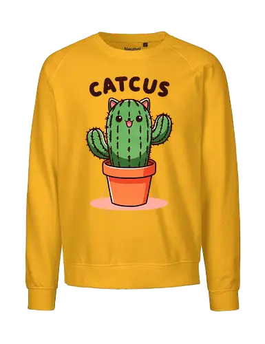 Catcus - cat, cactus, kaktus, plant, pflanze, katze - Fairtrade Sweatshirt
