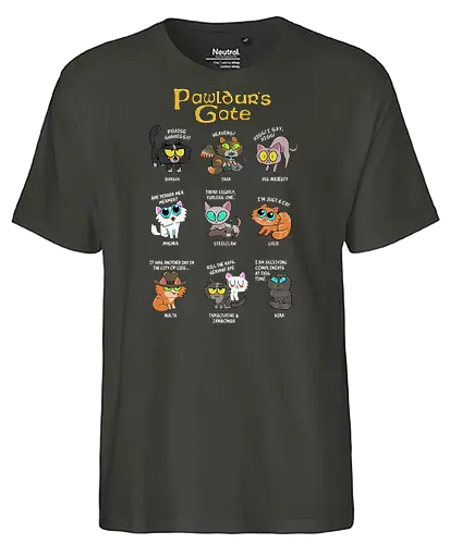 Pawldur's Gate - baldur, katze, cat, gaming, rollenspiel, rpg - Fairtrade T-Shirt