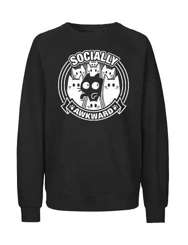 Socially Awkward Cat - cat, katze, awkward, anxiety - Fairtrade Sweatshirt