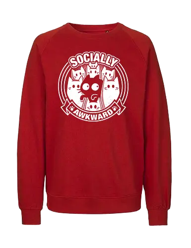 Socially Awkward Cat - cat, katze, awkward, anxiety - Fairtrade Sweatshirt