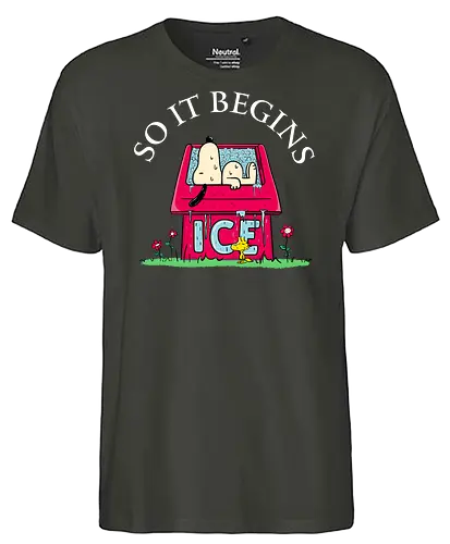 So it begins - summer, sommer, ice, eis, dog, hot, heiß - Fairtrade T-Shirt