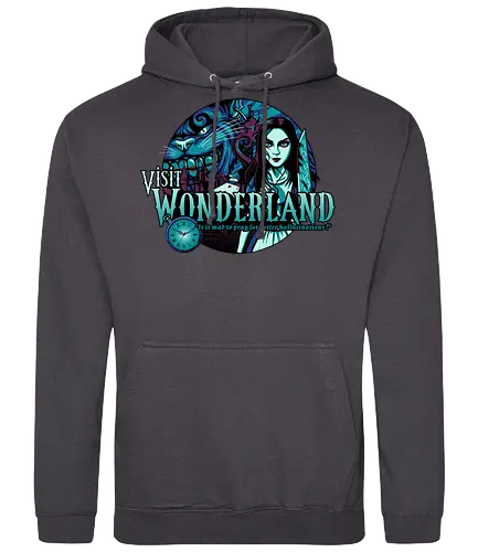 Visit Wonderland - alice, wunderland, cheshire cat, katze, maComiconsoles - Standard Hoodie