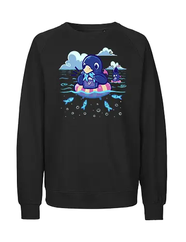Summer Sardine Feast - Penguin, Fish, Ocean - Fairtrade Sweatshirt