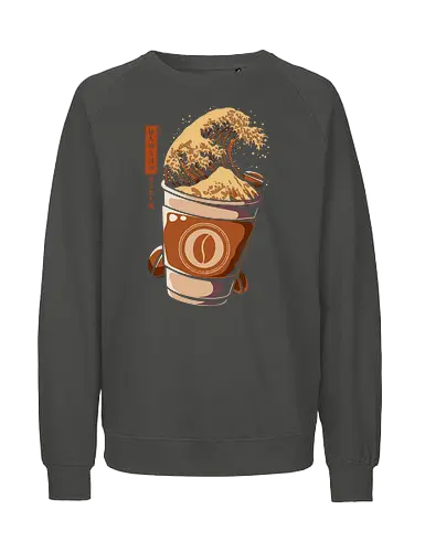 Great Wave of Takeout Coffee - Kanagawa, Katsushika, Coffee, Bn - Fairtrade Sweatshirt