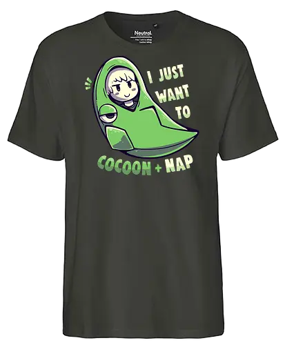 Cocoon and Nap - kokon, nap, schlafen, pocket, monster - Fairtrade T-Shirt