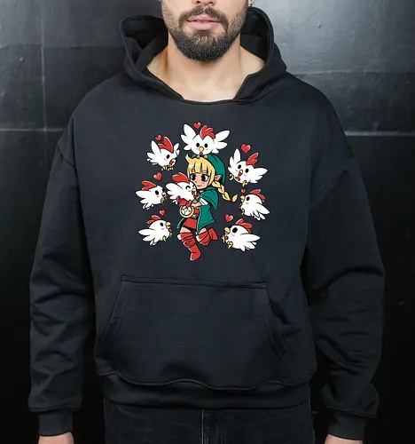 Chicken Queen - chicken, huhn, hero of time, gaming - Cropped Hoodie
