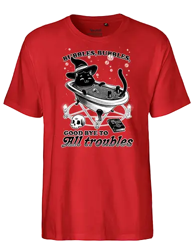 Bubbles - cat, katze, witch, troubles, bath, baden - Fairtrade T-Shirt