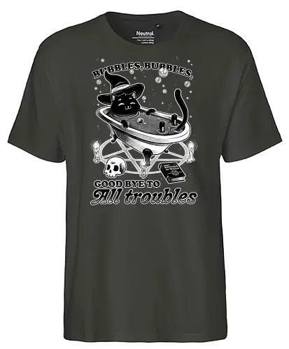 Bubbles - cat, katze, witch, troubles, bath, baden - Fairtrade T-Shirt
