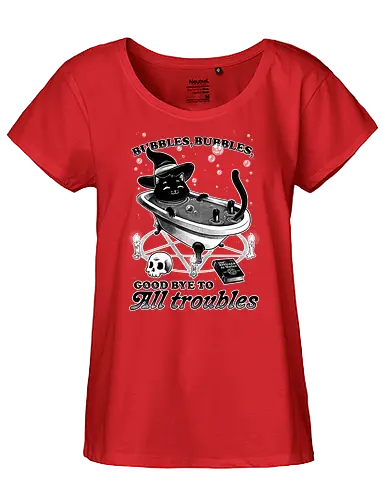 Bubbles - cat, katze, witch, troubles, bath, baden - Fairtrade Girl Shirt