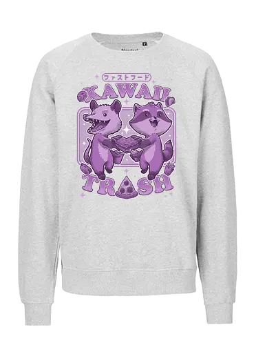 Kawaii Trash - pizza, trash, fastfood, opossum, waschbär, raccoon - Fairtrade Sweatshirt