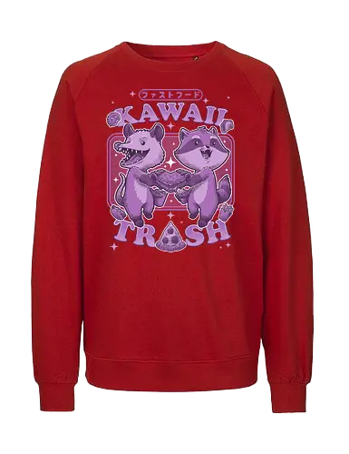 Kawaii Trash - pizza, trash, fastfood, opossum, waschbär, raccoon - Fairtrade Sweatshirt