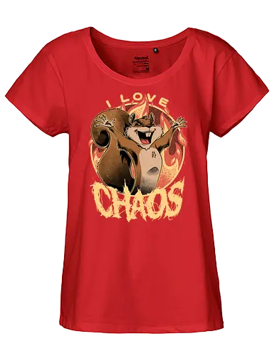 I Love Chaos - squirrel, eichhörnchen, chaos, demon - Fairtrade Girl Shirt