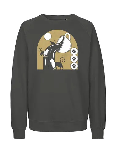 Coffee Cats Art Déco - Stil, Paw - Fairtrade Sweatshirt
