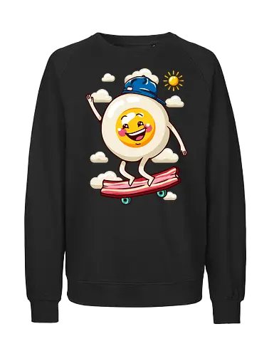 Sunny Side - spiegelei, skateboard, bacon, fried egg - Fairtrade Sweatshirt