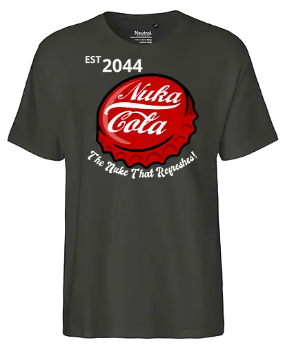 Est. 2044 - cola, cap, bottle, vault - Fairtrade T-Shirt