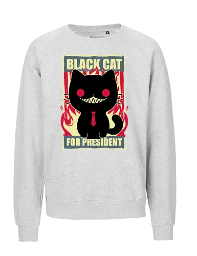 Black Cat for President - Fire, Hell, Tie, Cat, Katze - Fairtrade Sweatshirt