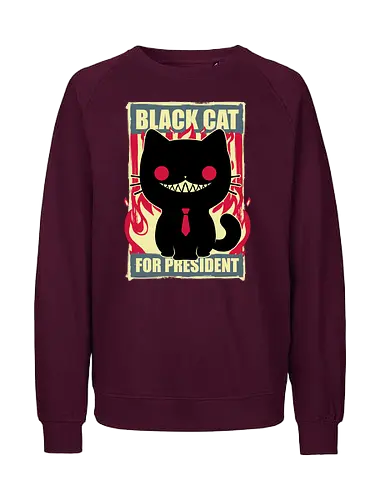Black Cat for President - Fire, Hell, Tie, Cat, Katze - Fairtrade Sweatshirt