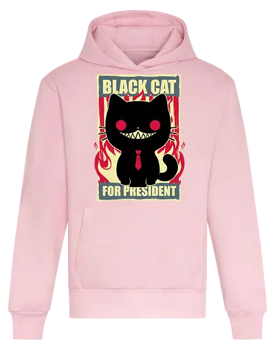 Black Cat for President - Fire, Hell, Tie, Cat, Katze - Heavyweight Hoodie