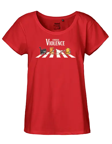 Choose Violence - cat, katze, capybara, goose, duck, abbey, road - Fairtrade Girl Shirt